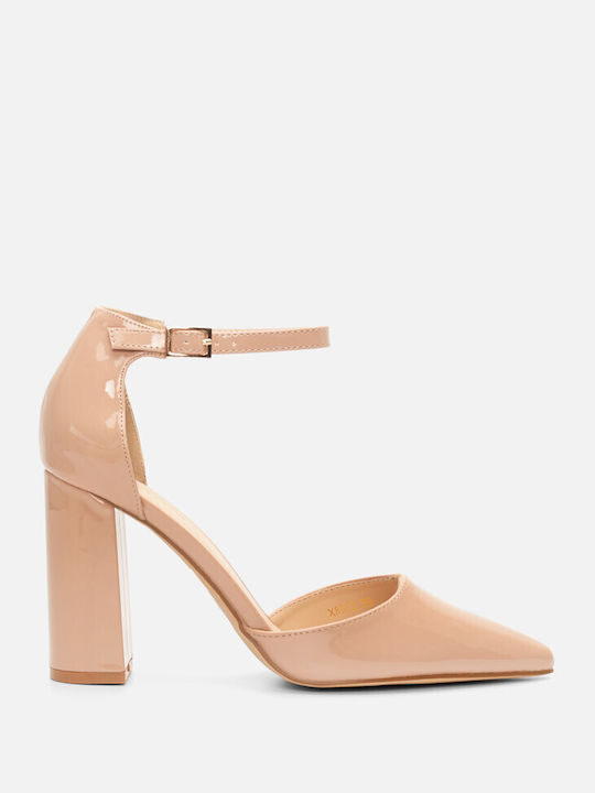 Luigi Patent Leather Pink High Heels with Strap