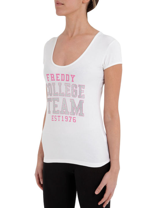 Freddy Women's Athletic Blouse Short Sleeve White