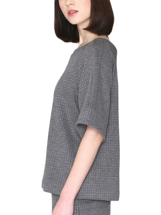 Pepaloves Women's Blouse with 3/4 Sleeve grey