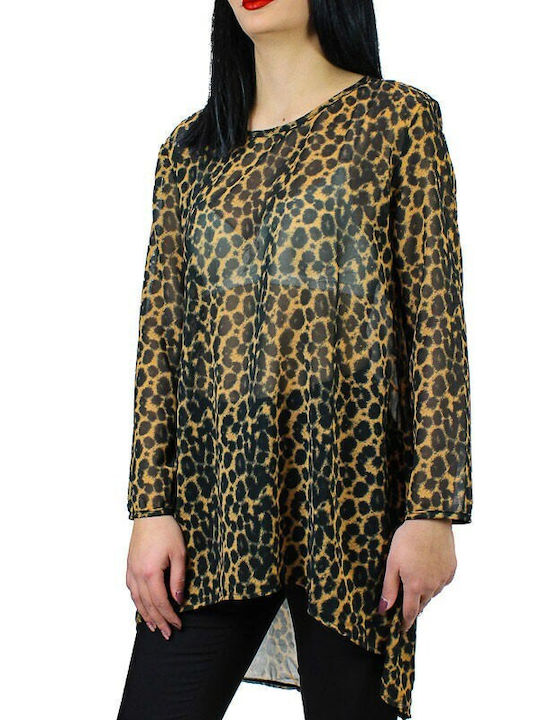 MY T Women's Blouse Long Sleeve Animal Print Multicolour