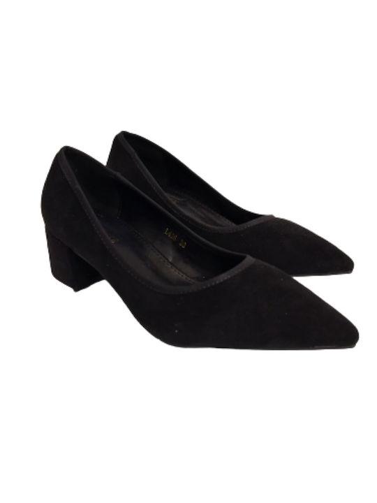 Plato Suede Pointed Toe Black Low Heels