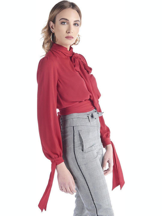 Relish Damen Bluse Langärmelig Red