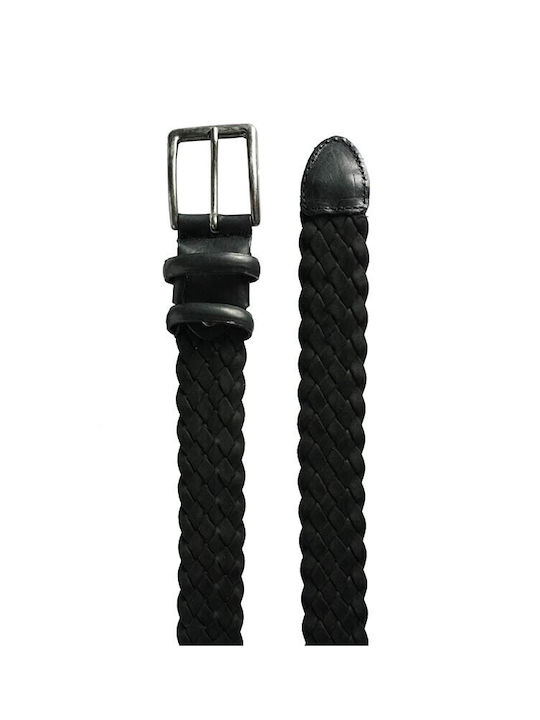 Venturi Men's Knitted Leather Belt Black