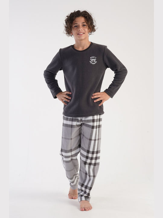 Vienetta Secret Kids Pyjamas Winter Fleece Plaid (red, black, white)