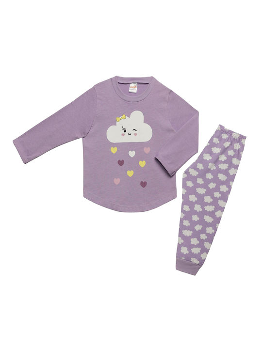 Minerva Set Top & Bottom Kids Winter Cotton Pyjamas Lilac