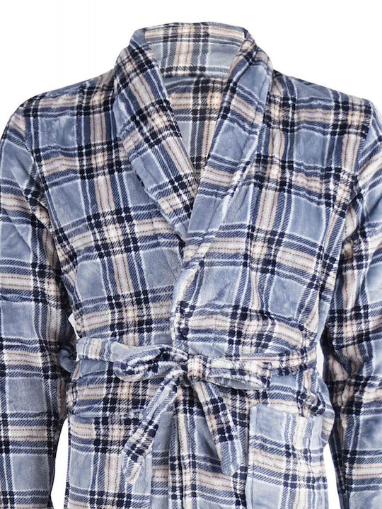 G Secret Men's Winter Fleece Checked Pajama Robe GRI