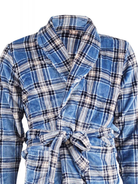 G Secret Men's Winter Fleece Checked Pajama Robe Diamonds (SIEF)