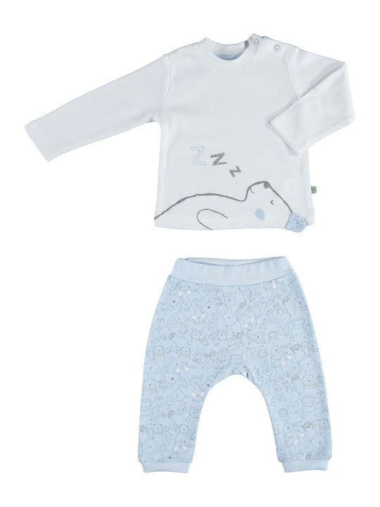 Set Pentru Copii Cu Pantaloni Și Haină Iarnă 3 Bucăți Albastru Deschis