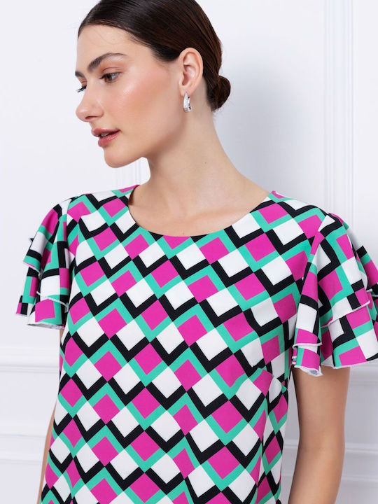 Women's Blouse Short Sleeve Fuchsia