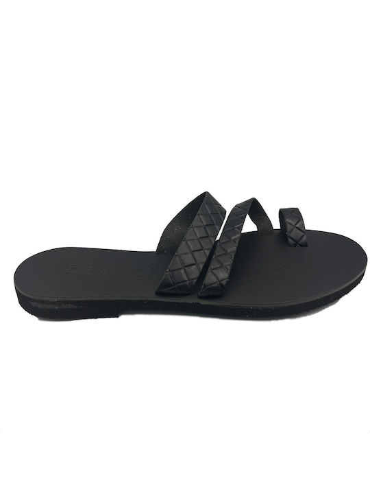 ByLeather Leather Women's Flat Sandals in Black Color