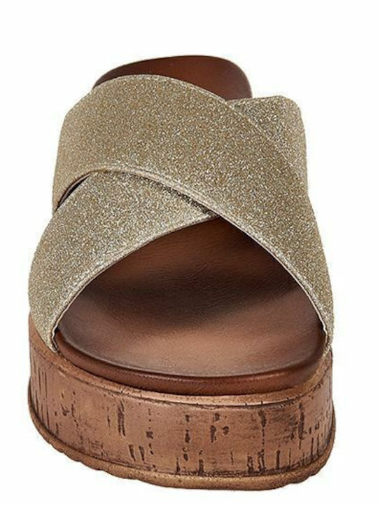 Γυναικεία Σανδάλια Flatforms Χρυσά