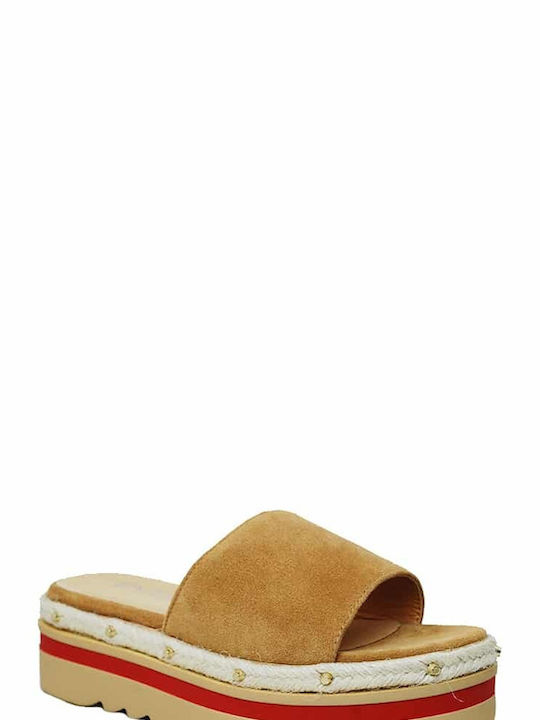 Favela Women's Flat Sandals Flatforms in Brown Color