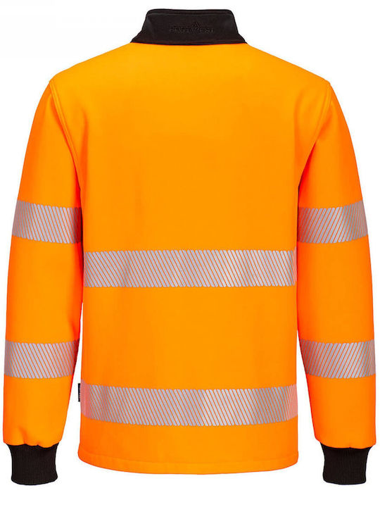 Portwest Herren Langarm Sweatshirt Arbeit Orange mit Reflektierenden Streifen