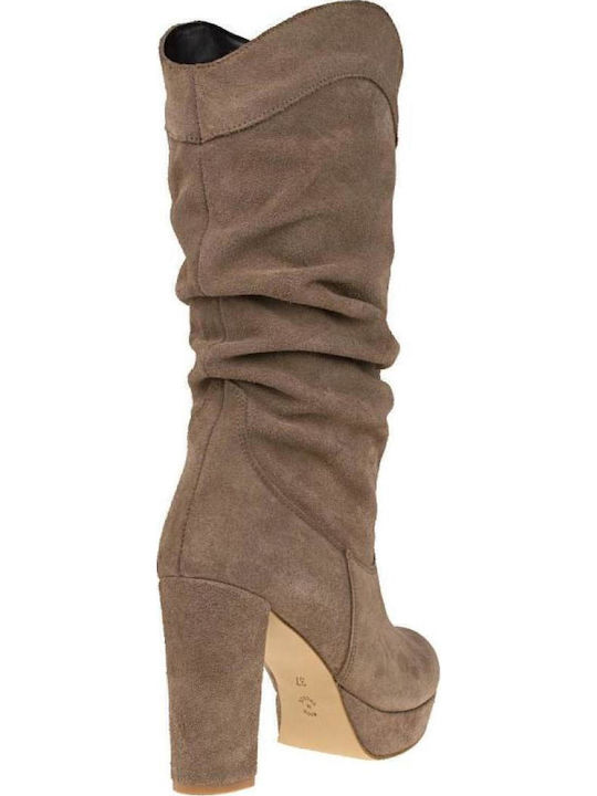 Wildleder Damenstiefel Beige