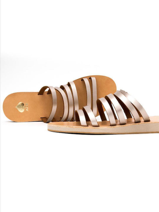 Sandale Casual Damă din Piele Aurate