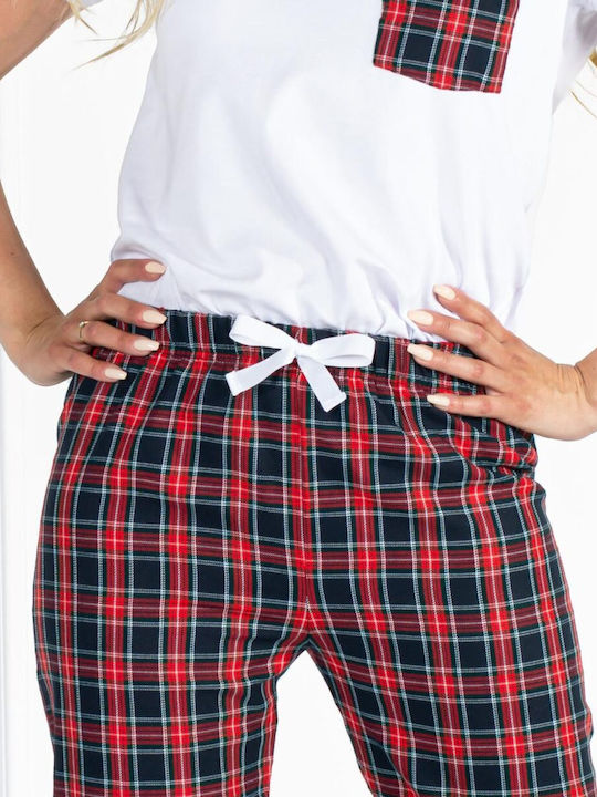 Momenti Per Me Winter Damen Pyjama-Hose White-red