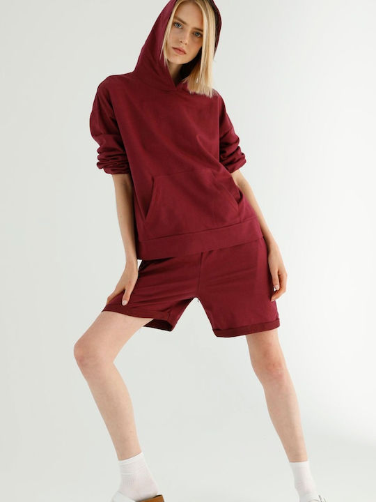 Siyah Inci Winter Women's Pyjama Set Bordeaux