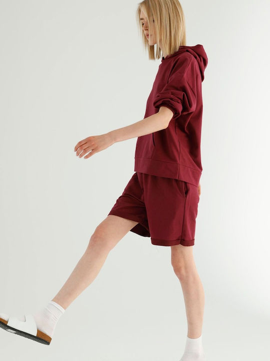 Siyah Inci Winter Women's Pyjama Set Bordeaux