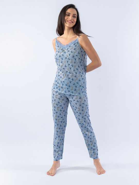 Closet22 Winter Damen Pyjama-Hose Blue