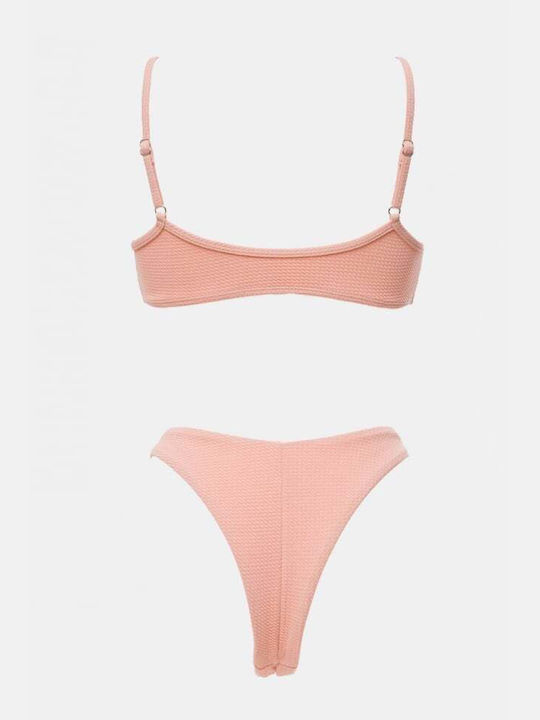 Sport Bikini-Set Sport-BH mit Abnehmbarer Verstärkung & Brasilien Hohe Taille Rosa