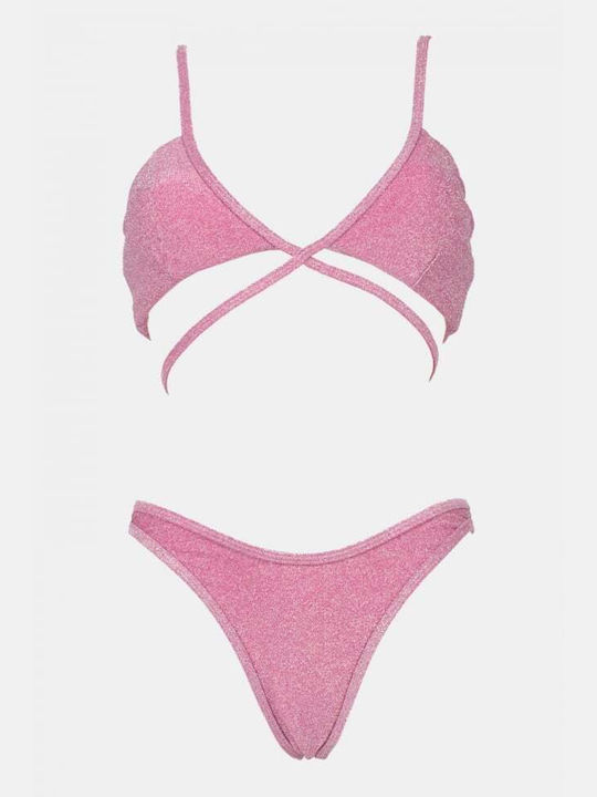 Set Bikini Τριγωνάκι Ψηλόμεσο Ροζ