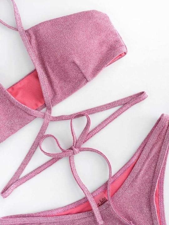 Set Bikini Τριγωνάκι Ψηλόμεσο Ροζ