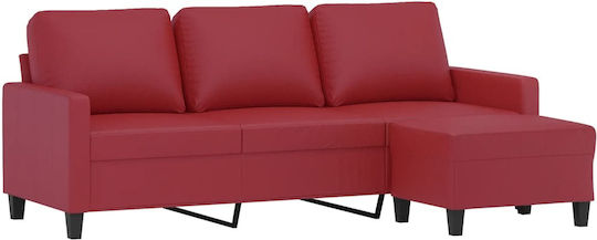 Canapea Cu Trei Locuri Din Piele Ecologică Roșie 198x77x80cm