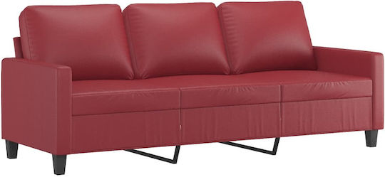 Canapea Cu Trei Locuri Din Piele Ecologică Roșie 198x77x80cm