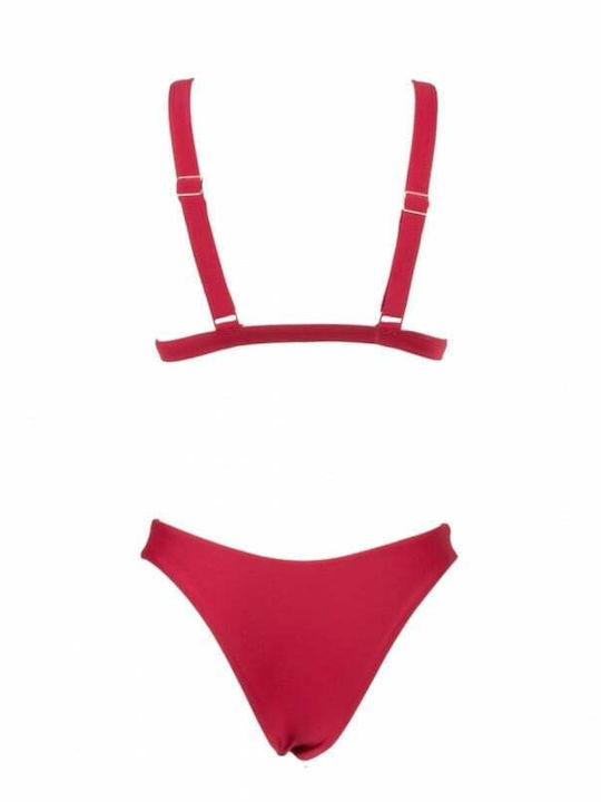 Set Bikini Triunghi Cu Burete Detașabil Burgundy