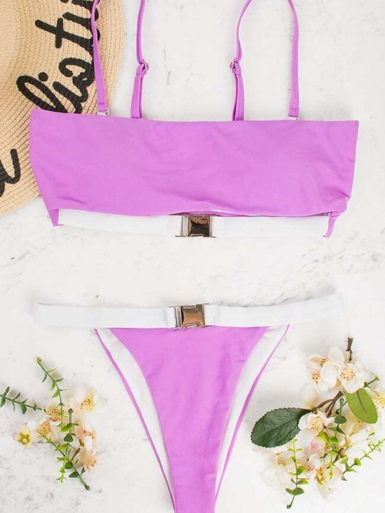 Set Bikini Cu Burete Detașabil Lila