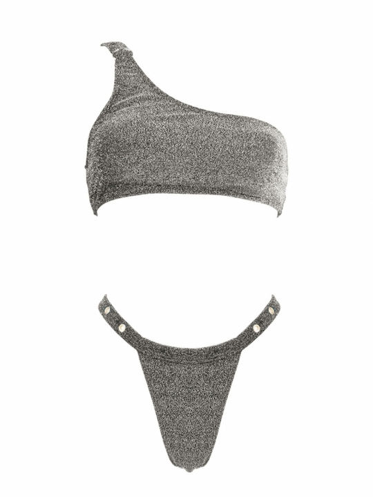 Set Bikini One Shoulder Silver