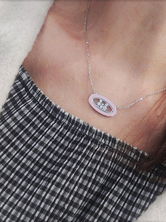 Personal Jewel Κολιέ Οικογένεια από Ασήμι Ροζ