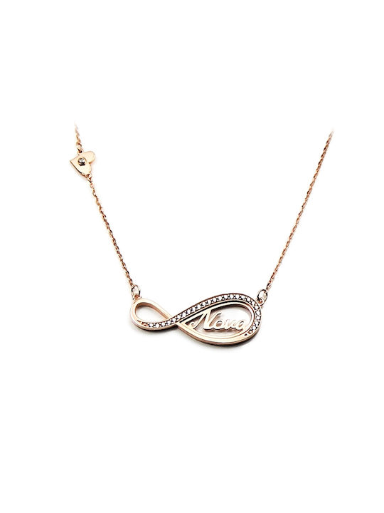 Personal Jewel Necklace Infinity from Rose Gold Plated Silver with Zircon