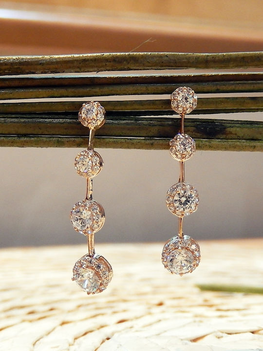Art d or Earrings made of Pink Gold with Stones