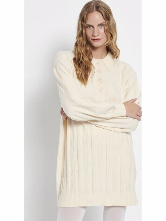 Women's Knitted Long Sleeve Dress Top Beige