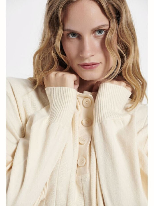 Women's Knitted Long Sleeve Dress Top Beige
