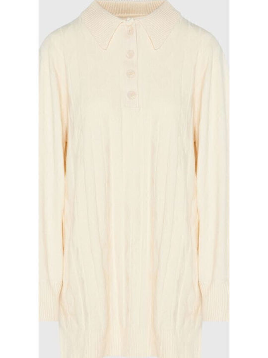 Women's Knitted Long Sleeve Dress Top Beige