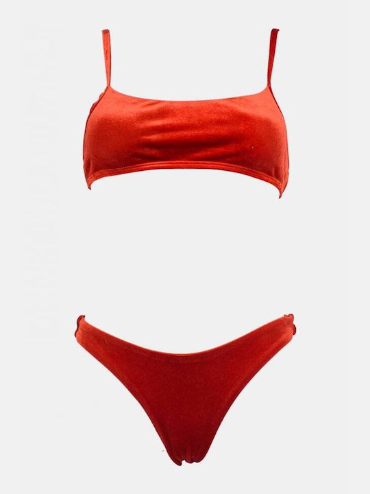 Sport Bikini Set Sports Bra with Removable Padding Orange