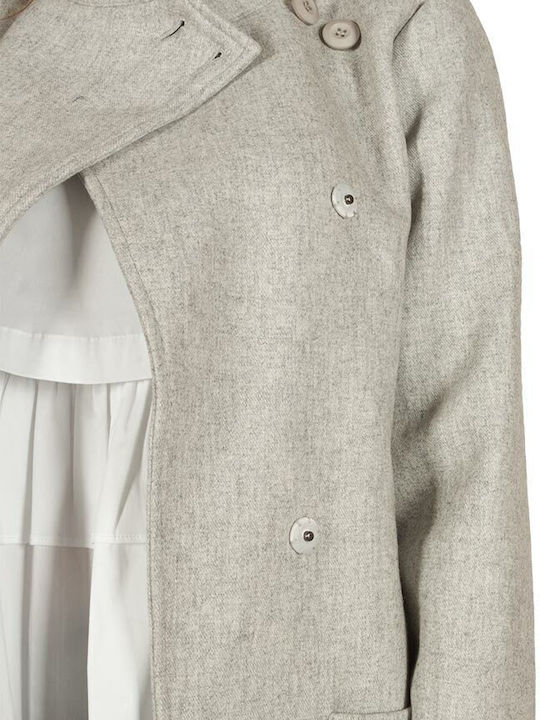 Вълна Дамско light grey Полупалто с копчета