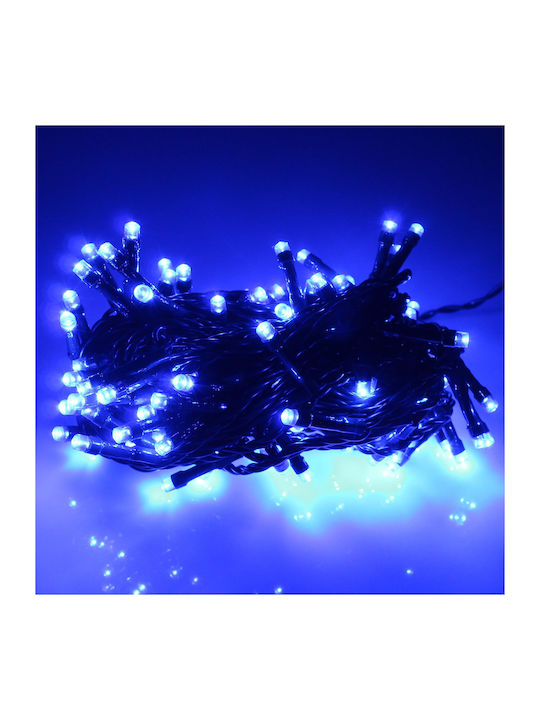100 Weihnachtslichter LED Blau Elektrisch vom Typ Zeichenfolge mit Grünes Kabel