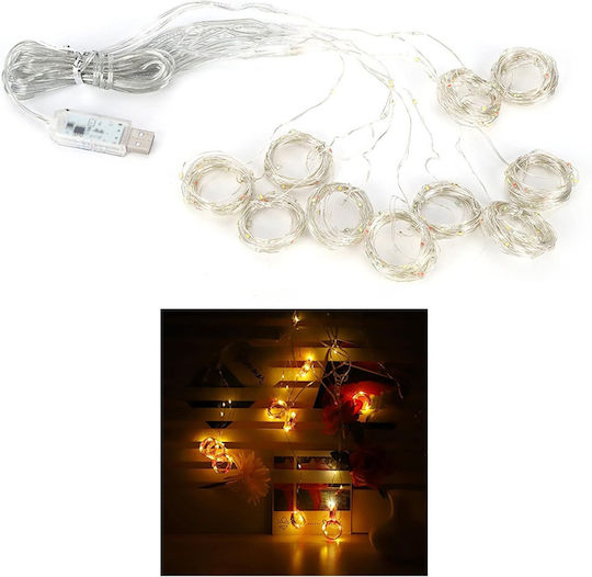 Lichterketten LED 3m. x 300cm Warmes Weiß USB Typ Vorhang 1Stück