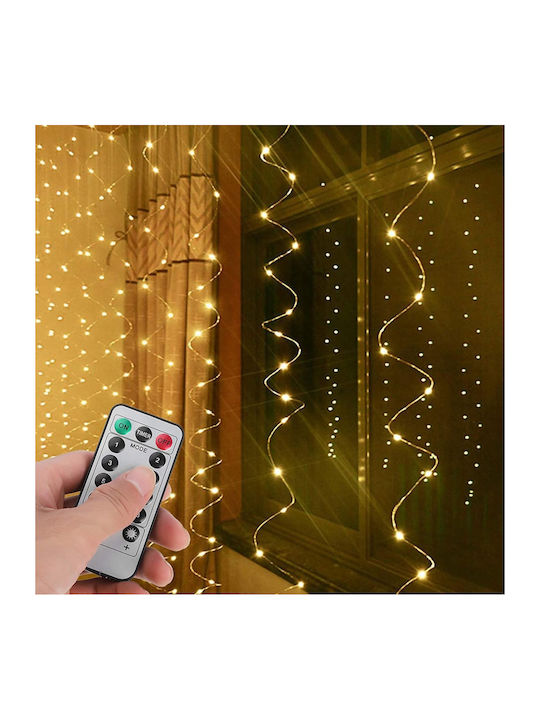 Lichterketten LED 3m. x 300cm Warmes Weiß USB Typ Vorhang 1Stück
