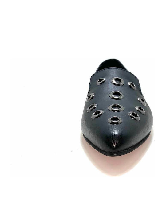 Leather Women's Moccasins in Black Color