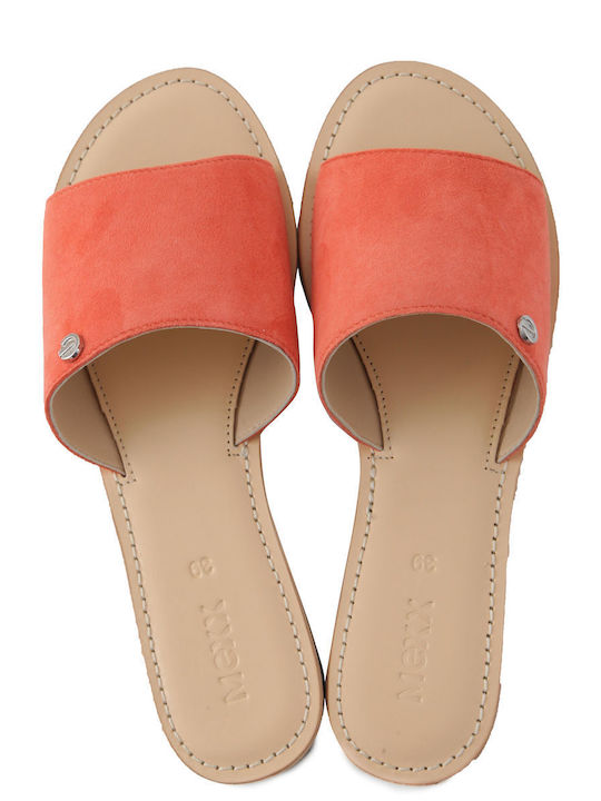 Mexx Chelsey Leder Damen Flache Sandalen in Orange Farbe