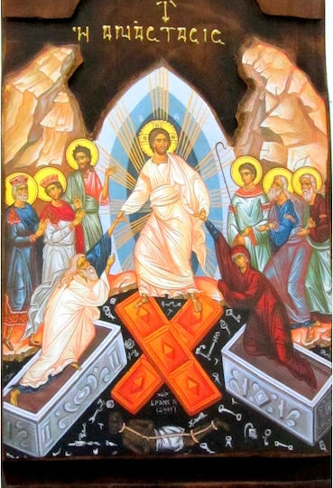 IconsGR Εικόνα Η Ανάσταση του Χριστού Ξύλινη 52x28εκ.