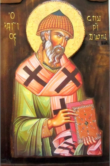 IconsGR Εικόνα άγιος Σπυρίδων Ξύλινη 52x28εκ.