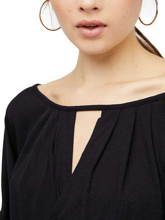 Bluze Damă Crop cu 3/4 Mâneci Negru