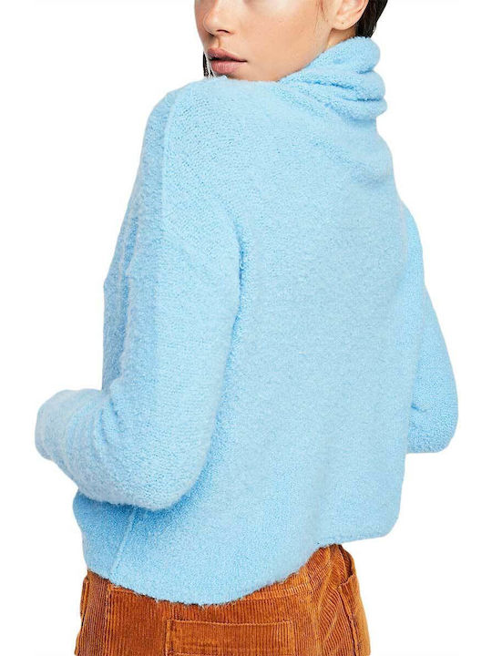 Free People Women's Long Sleeve Sweater Woolen Turtleneck Blue