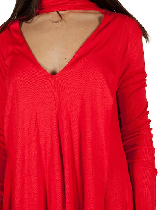 Women's Blouse Long Sleeve Turtleneck Red