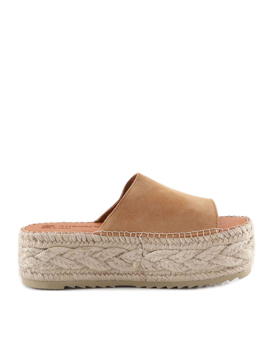 Women's Flat Sandals Flatforms in Beige Color